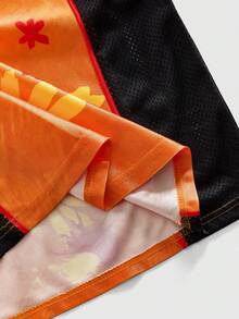 ROMWE MEN Teletubbies X ROMWE Áo thun nam cổ chữ V tay ngắn họa tiết hoạt hình Colorblock thường ngày, mùa hè - Màu vàng - Xem 6