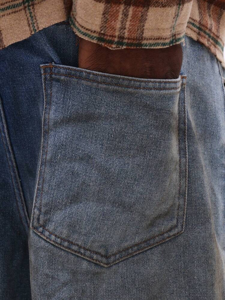 Double Layer Wide Leg Denim Jeans With Curved Panels