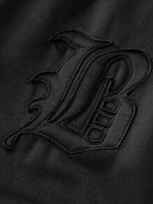 PAVTROS Conjunto de sudadera con capucha casual y versátil con patrón creativo para hombres - Negro - Ver 2