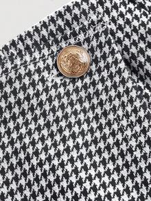 SHEIN MOD Plus Size Autumn Casual Houndstooth Button Decor Wrap Skirt - Navy Blue - View 4