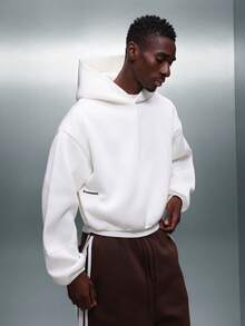 PLAYBOY X SUMWON Crop Fit Pullover Overhead Hoodie With Large Back Circle Logo Print Black Text Design - White - View 2