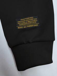 Claim Dot Loose Men's Letter Patched Raglan Sleeve 2-In-1 Sweatshirt Men Long Sleeves Long Sleeve Men Mens Oversized Shirt Men Black And White Long Sleeve Shirt Mens Oversized Streetwear