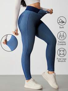 SHEIN Unity Damen Skinny Jeans mit elastischem Bund - Blau - Übersicht 1