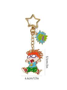 Nick 90s | SHEIN Stylish And Cute Gold Zinc Alloy Dripping Oil Cartoon Keychain Bag Pendant, Pendant Pendant,Gift Ideas - Multicolor - View 5
