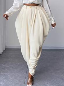 Maweii Damen Große Größen Einfarbige Plissee Design Lässig Haremshose