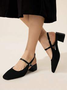 CUCCOO BASICS Women's Fashionable Versatile Minimalist Backless Pumps - Black - View 6