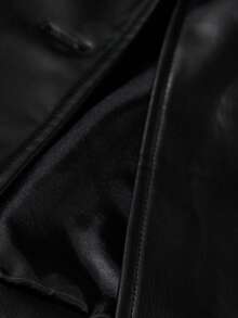 Aveloria Modichic Button Closure Bow Waist Decor Long Sleeve Lapel PU Jacket