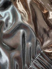 Rustia 大码女式V领撞色吊带连衣裙 - 金色 - 查看 8