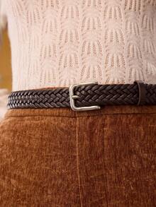 Thắt lưng bện đơn giản màu trơn dành cho nữ - Cà phê - Xem 1