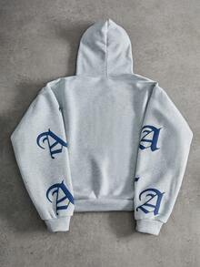 PAVTROS Men's Los Angeles Graphic Hoodie Sweatshirt, Suitable For Autumn/Winter Season La Hoodie Blue Graphic Hoodie, Thermal Lined - Light Grey - View 2