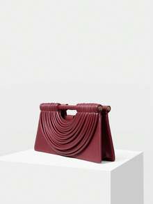 MOTF PREMIUM 垂坠 PU 皮革手提包 - 酒紅色 - 查看 3