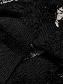 ROMWE Gothic Skull & Moth Floral Jacquard Loose Pullover Sweater - Black - View 5