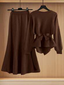 GlowEve New Elegant Button Decor Pullover Sweater, Minimalist European & American Style Fashion Knit Top - Coffee Brown - View 2