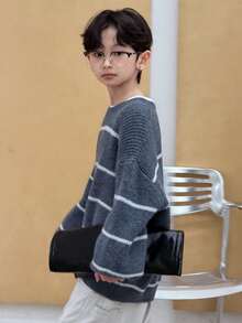 DAZY Tween Boy Sweater, Fall Spring - Dark Grey - View 3