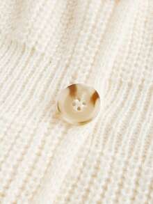 SHEIN MOD 女士优雅针织开衫，复古风，舒适保暖，女士服装，冬季女士毛衣，秋季女士服装，新年丑陋毛衣，情人节毛衣 - 白色 - 查看 4