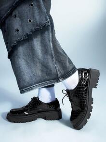 Sugerpunk Fashionable Commuter Versatile Thick Sole Platform Shoes - Black - View 5