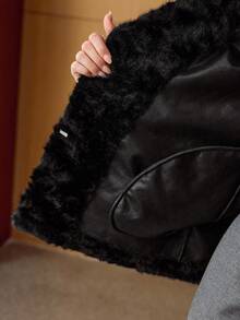 MOTF PREMIUM JAQUETA COM GOLA DE PELE SINTÉTICA PARA INVERNO - Preto - Visão 7