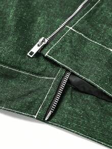 Manfinity EMRG Men's Casual Street Style Long Sleeve Jacket Green Jacket Men Jacket Vintage Jacket Work Jacket Cropped Jacket - Green - View 6