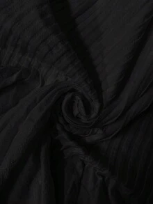 SHEIN LUNE 黑色无袖圆领荷叶边衬衫，适合日常休闲穿着，纯棉夏季上衣，100%纯棉，黑色无袖上衣，秋季上衣，休闲款。 - 黑色 - 查看 9