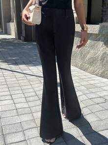 Chiquease Women's Elegant Bell-Bottom Commuter Pants In Black - Black - View 3