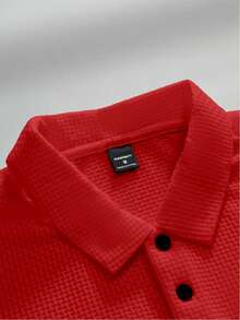 Manfinity Homme Men's Solid Color Short Sleeve Casual Office Polo Shirt - Red - View 5