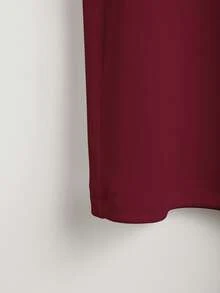 Franclia Plus Size Solid Color Minimalist Casual Pearl Decor Sleeveless Tank Top - Burgundy - View 5