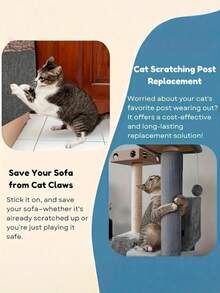 One Piece Of Cut Custom Self-Adhesive Multi-Color Cat Scratching Pad For Cat Climbing Frame Stand, Cat Furniture Protector, Sofa, Steps, Floor, Wall, Ground Protection, Durable Cat Scratching Pad, Ideal Cat Furniture Protection - Light Grey - View 4