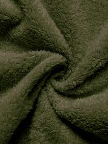 EMERY ROSE Chaqueta de forro polar con cremallera, de manga raglán y unicolor, para mantener el calor - Verde militar - Ver 6