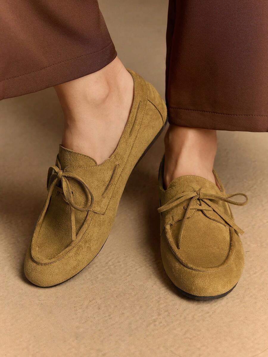 Rosivie Damen Lässig Schleife Dekor Loafers - Gelb - Übersicht 1