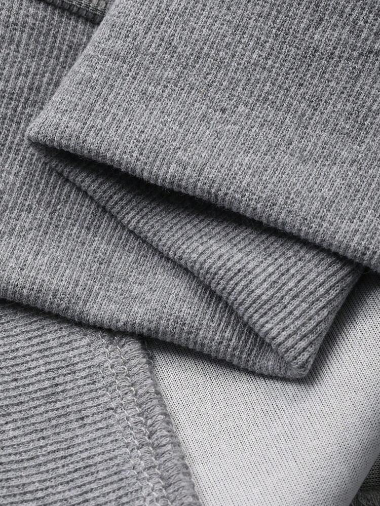 Thick Grey Gothic Letter Embroidered Hooded Sweatshirt Sweatshirt For Men, Autumn/Winter