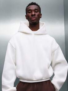 PLAYBOY X SUMWON Crop Fit Pullover Overhead Hoodie With Large Back Circle Logo Print Black Text Design - White - View 5