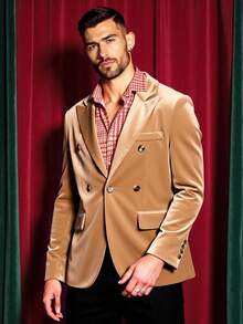 Manfinity VCAY Men's Gentleman Commuter Business Single-Breasted Suit Jacket, Autumn - Khaki - View 1