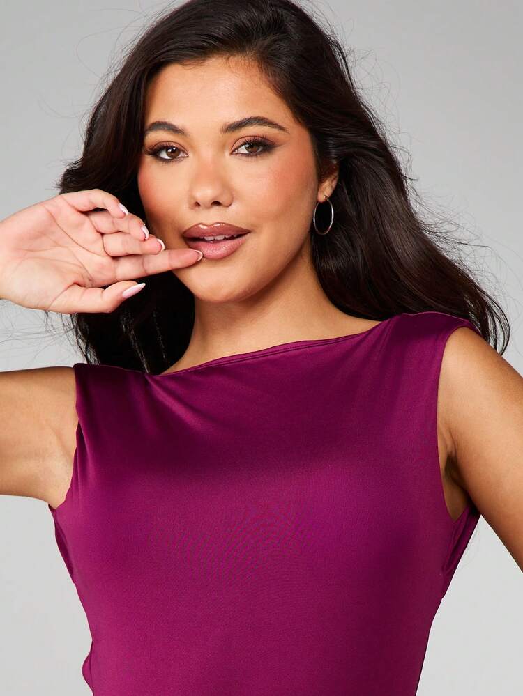 MISSGUIDED Mono de espalda baja sin mangas, top ajustado y elástico para usar en fiestas y eventos, con diseño de espalda abierta