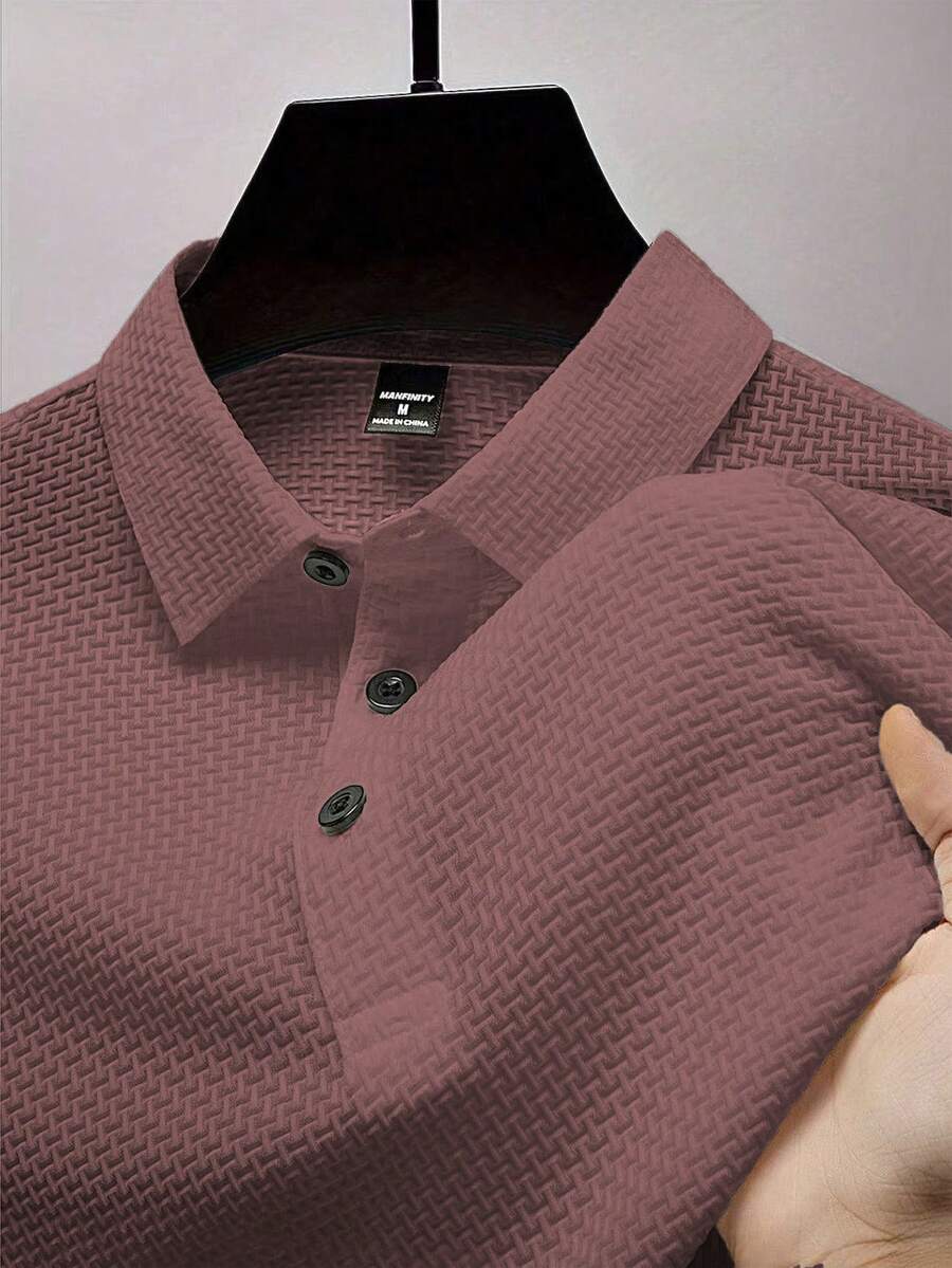 Manfinity Homme Men's Summer Solid Color Short Sleeve Casual Office Polo Shirt