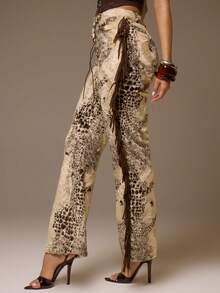 MUSERA 中腰仿马毛动物纹流苏喇叭裤，适合夜间外出、优雅性感派对场合以及夏季休闲穿着。 - 彩色 - 查看 3