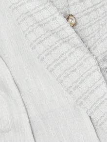 SHEIN MOD 女士白色金属扣双排扣腰带西装外套，秋冬，派对，万圣节，圣诞节，优雅，婚礼，女士正装，别致，女士秋季服装，女士西装外套，白色西装外套，女士粗花呢西装外套 - 白色 - 查看 6