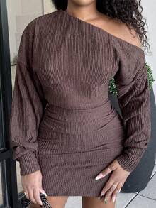 Alexandranx Femmes Tricot Pull à Manches Longues à Épaules Dénudées à Manches Longues pour Automne Hiver Vêtements de Femme, Robe d'Hiver Boho à Manches Longues, Vêtements pour Temps Froid, Tenue de Fête de Noël, Robes d'Automne pour Femmes, Vêtements de Noël pour Femmes, Robes de Fête pour Femmes, Robe de Soirée, Robe d'été, Robe de Noël pour Femmes, Robe du Nouvel An, Robes Élégantes pour Femmes - Marron - Voir 3