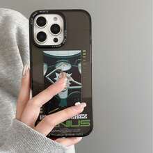 Rick and Morty X SHEIN 卡通图案，双色字母，黑色笔触，保护壳适配新款苹果 11/12/13/14/15/16 Pro Max，男女款均有，可作为节日礼物 - 彩色 - 查看 2