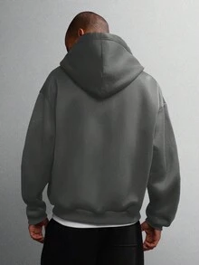 SUMWON 男士拉链连帽衫，时尚男士拉链连帽衫，精致针织设计，休闲、运动、都市探索的理想之选，纯色款 - 深灰色 - 查看 2