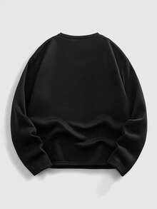 ROMWE MEN Goth Men's Cross Print Crew Neck Pullover Sweatshirt - Black - View 2