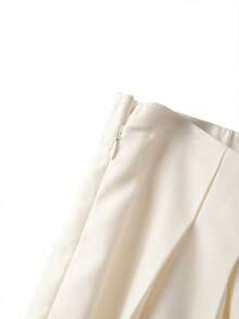 GlowEve CURVE 大码女式高腰/中腰纯色优雅修身休闲直筒裤，宽松版型西装裤，适合所有季节，商务休闲优雅办公服饰 - 杏色 - 查看 8