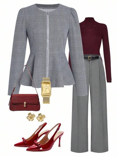 Ellevyn 女士皮革复合保暖加厚夹克，适合冬季通勤、外出和聚会