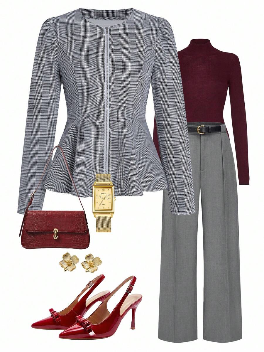 Ellevyn 女士皮革复合保暖加厚夹克，适合冬季通勤、外出和聚会