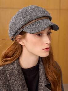 Women Western Style Beret Hats - Black and White - View 6