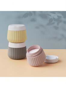 4件套TSA认证硅胶旅行收纳盒，防漏乳霜罐配透明袋，适用于面部、身体、手部乳液及护肤品 - 彩色 - 查看 6