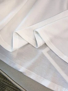 SHEIN PETITE CURVE 加大码长袖圆领卫衣 - 白色 - 查看 7