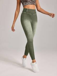 SHEIN Tall Quần Jeans Denim Nữ Fade Casual Casual Casual - xanh quân đội - Xem 6