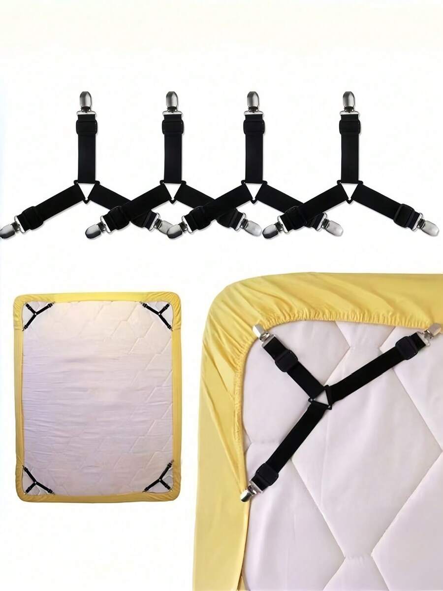 4 chiếc kẹp cố định co giãn hình tam giác cho ga trải giường, vỏ nệm, đệm ghế sofa, kẹp chăn, kẹp kim loại - Nhiều màu - Xem 1