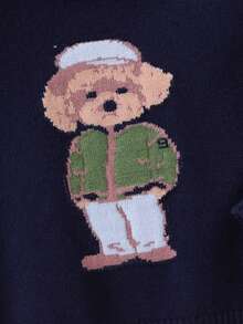 SHEIN Playful Pals Baby Boys Cute Cartoon Bear Round Neck Long Sleeve Regular Knit Sweater, Suitable For Spring, Autumn And Winter Baby Knitwear Baby Boy Sweater Knitted Sweater Baby Jumper Toddler Sweater Baby Clothes Boy Baby Boy Jumper Baby Sweater Sweater For Baby Boy Blueberry Baby Outfit Baby Clothes Fall Sweater Sweater With Dog Print - Royal Blue - View 2