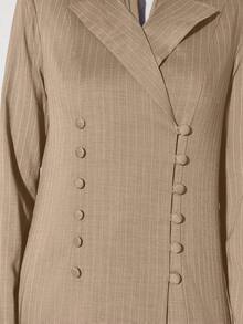 Modelyn Women's Striped Print Double-Breasted Elegant Long Sleeve Abaya